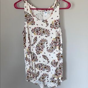 Old Navy Cream Floral Luxe Tank Top Size Small
